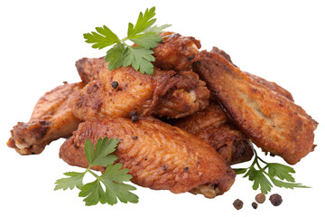 Barbecue Chicken Wings with Crispy Skin and Juicy Meat Isolated on Transparent Background