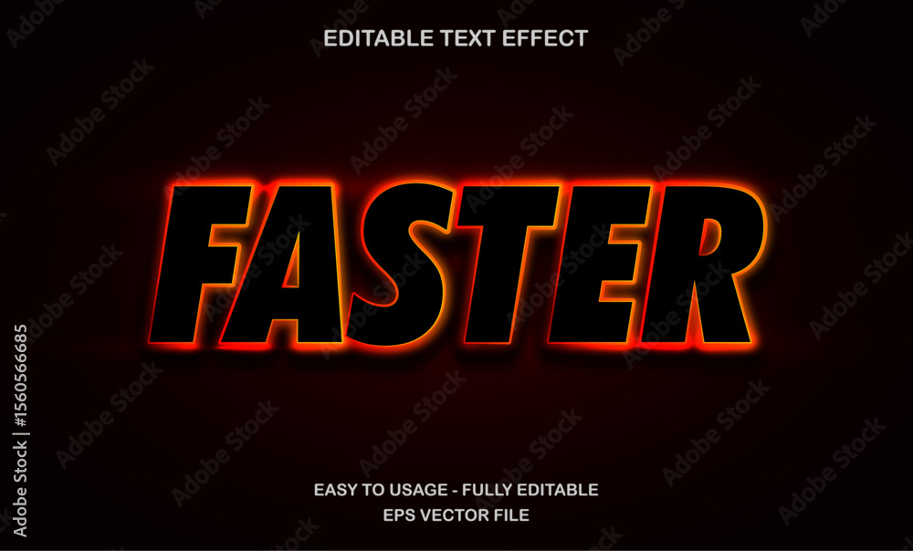 Fototapete fast speed glowing text effect with red orange gradient style for racing or sports design