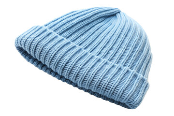 Light Blue Knitted Beanie Hat Isolated on Transparent Background