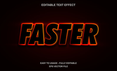 Fast speed glowing text effect with red orange gradient style for racing or sports design