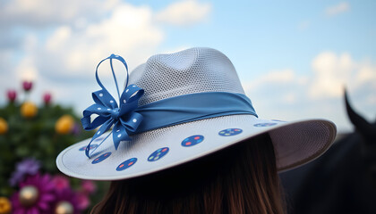 Derby hat, sticker style. White tone