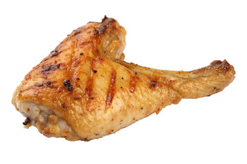 Single Grilled Chicken Wing Traditional Meat Piece Isolated on Transparent Background