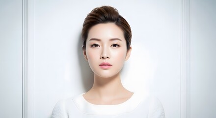 Portrait of a Young Woman with a Chic Hairstyle
