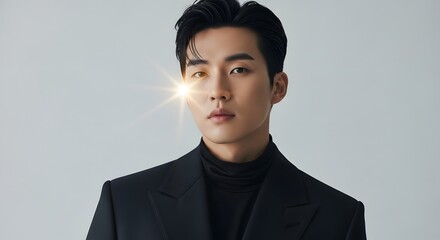 Portrait of a Young Man in a Black Suit, Studio Shot