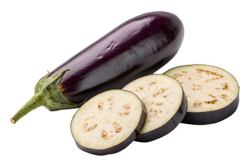 Whole Purple Eggplant Isolated on Transparent Background