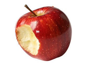 Red Apple with Bite Marks Isolated on Transparent Background
