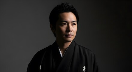 Portrait of a Man in Traditional Japanese Attire