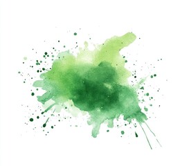Abstract watercolor splatter in shades of green (3)