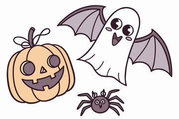 Creepy Cute Halloween Elements Set
