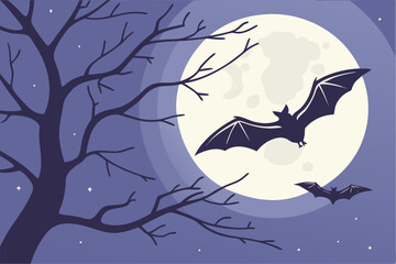 Full Moon Bat Silhouettes – Halloween Art
