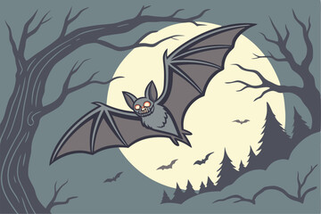 Nocturnal Flight – Spooky Bat Clipart

