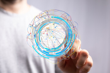 Abstract image depicting a futuristic network, data flow, and connectivity.