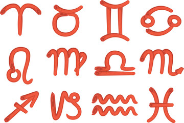 red color pipe pattern abstract zodiac signs