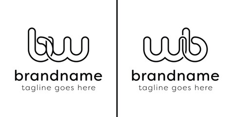 Letters BW and WB Monogram Line Logo, suitable for any business with WB or BW initials