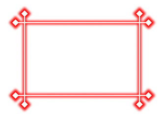 Red neon rectangle shape frame. Vivid glowing lavender border isolated on transparent background. Shine glow light electric red neon sign Banner, Mockup, presentation, Design element, PNG