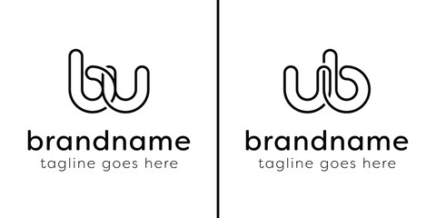 Letters BU and UB Monogram Line Logo, suitable for any business with UB or BU initials