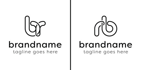 Letters BR and RB Monogram Line Logo, suitable for any business with RB or BR initials