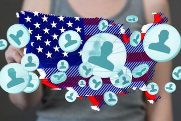 Visual representation of social media connections across the United States.  Ideal for articles on...