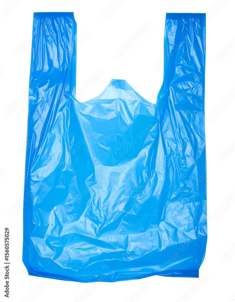 Poster empty blue plastic bag isolated on a transparent background, creating a versatile element for variou