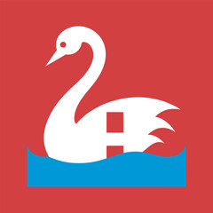 Mute Swan With Denmark Flag Vector Design