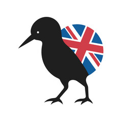 Kiwi Bird With New Zealand Flag Art