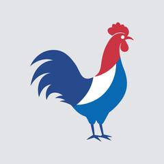 Gallic Rooster With France Flag Vector