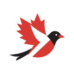Canada Jay With Maple Flag Vector