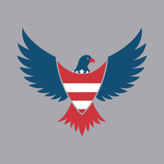 American Bald Eagle Flag Silhouette Vector