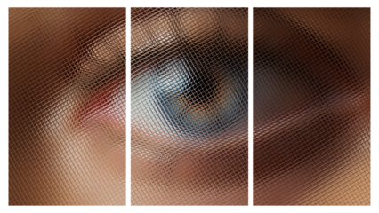 Paints, Elite Transparent Background with an Eye, Three Tiles, Unique Glass Texture, Exclusive, Drawing

