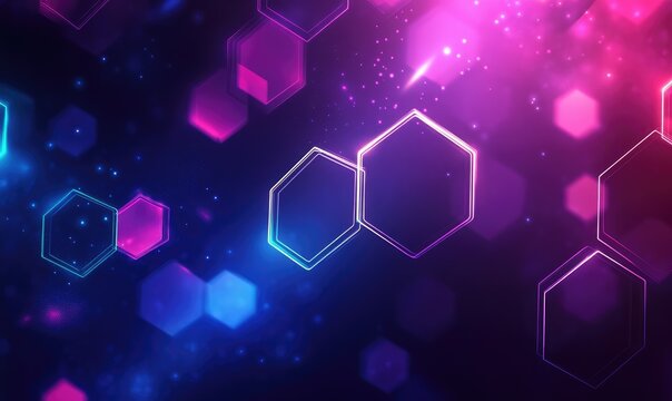 Abstract digital art with glowing hexagons (1)