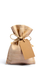 Elegant Burlap Gift Bag With Blank Tag For Personalization