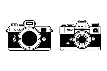 Set of outline icons related to camera. Linear icon collection. Editable stroke. Vector illustration