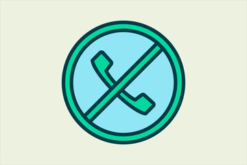 no call icon. icon related to UI elements. suitable for web site, app, user interfaces,element, printable etc. flat line icon style. simple vector design editable