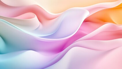 Abstract, flowing, pastel-colored, wavy shapes.  Soft, smooth,  3D forms