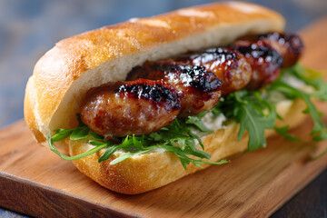 Bratwurst vom Grill im Brötchen