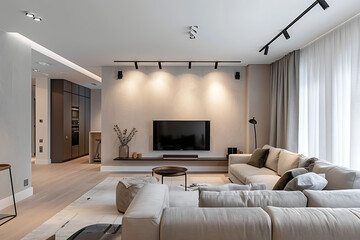 modern living room with fireplace