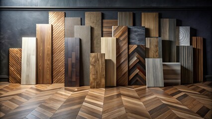 A Diverse Collection of Wood and Textured Panels Displayed Against a Dark Background, Showcasing a Variety of Finishes and Styles for Interior Design Applications