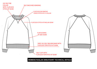 womens raglan sweatshirt technical details