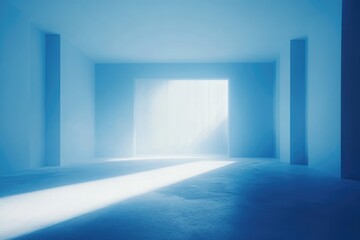 Fototapeta premium Empty, light-filled, pale blue room