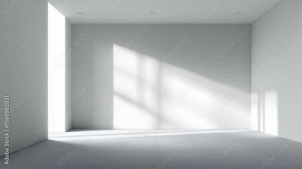 Poster empty minimal room with light and shadow. this architectural interior offers a blank canvas, illumin
