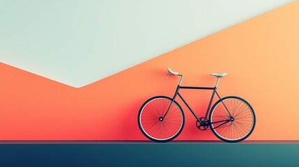 Fototapeta premium Modern Minimalist Bicycle on a Colorful Abstract Geometric Background