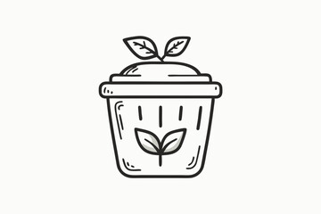 compost bin eco doodle hand drawn icon