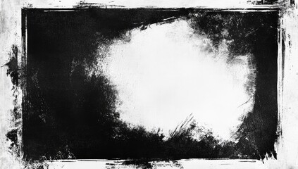 Grunge frame with distressed edges and central white space