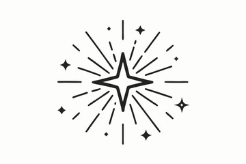 Obraz premium minimalist black line burst sparkle shape