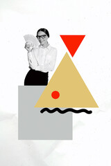 Template collage design trend artwork sketch of geometry object figure shapes primitive young...