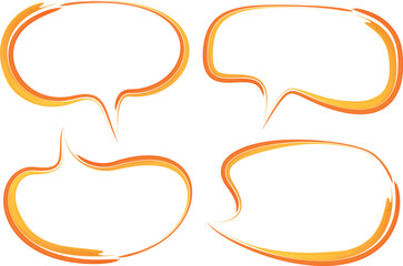 orange yellow colorful abstract decorative art stroke speech bubbles set