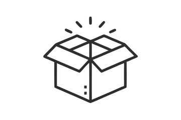 clean open box mono line vector