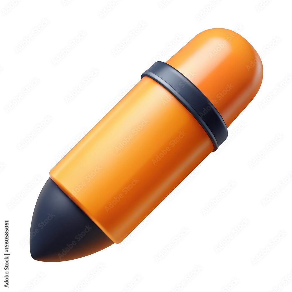 Poster orange and dark gray bullet 3d render isolated on transparent background