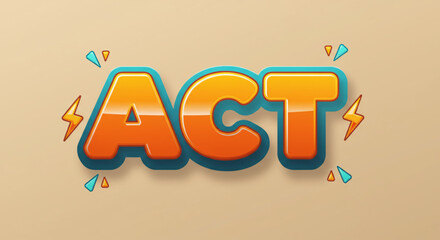 Bold Cartoon Style ACT Text Effect  Vibrant Orange and Teal Design