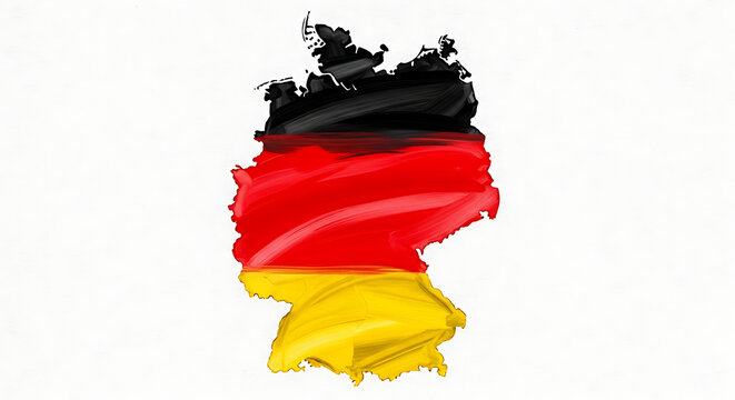 Abstract German flag painted onto a map of Germany.